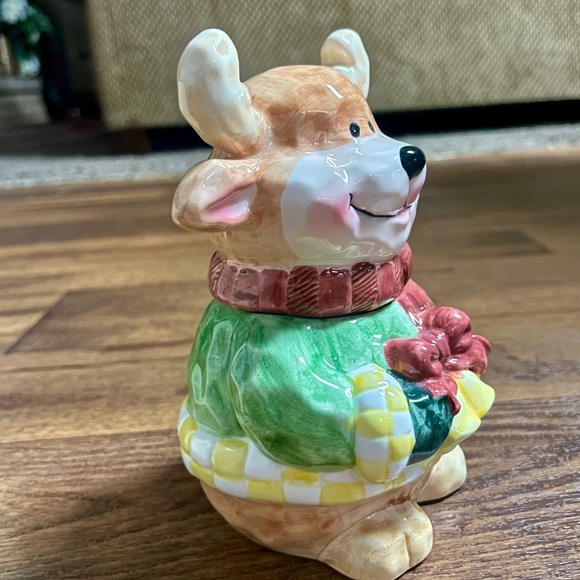 International Bazaar • Ceramic Whimsical Reindeer Snack Jar • New W/Box - Picture 10 of 16